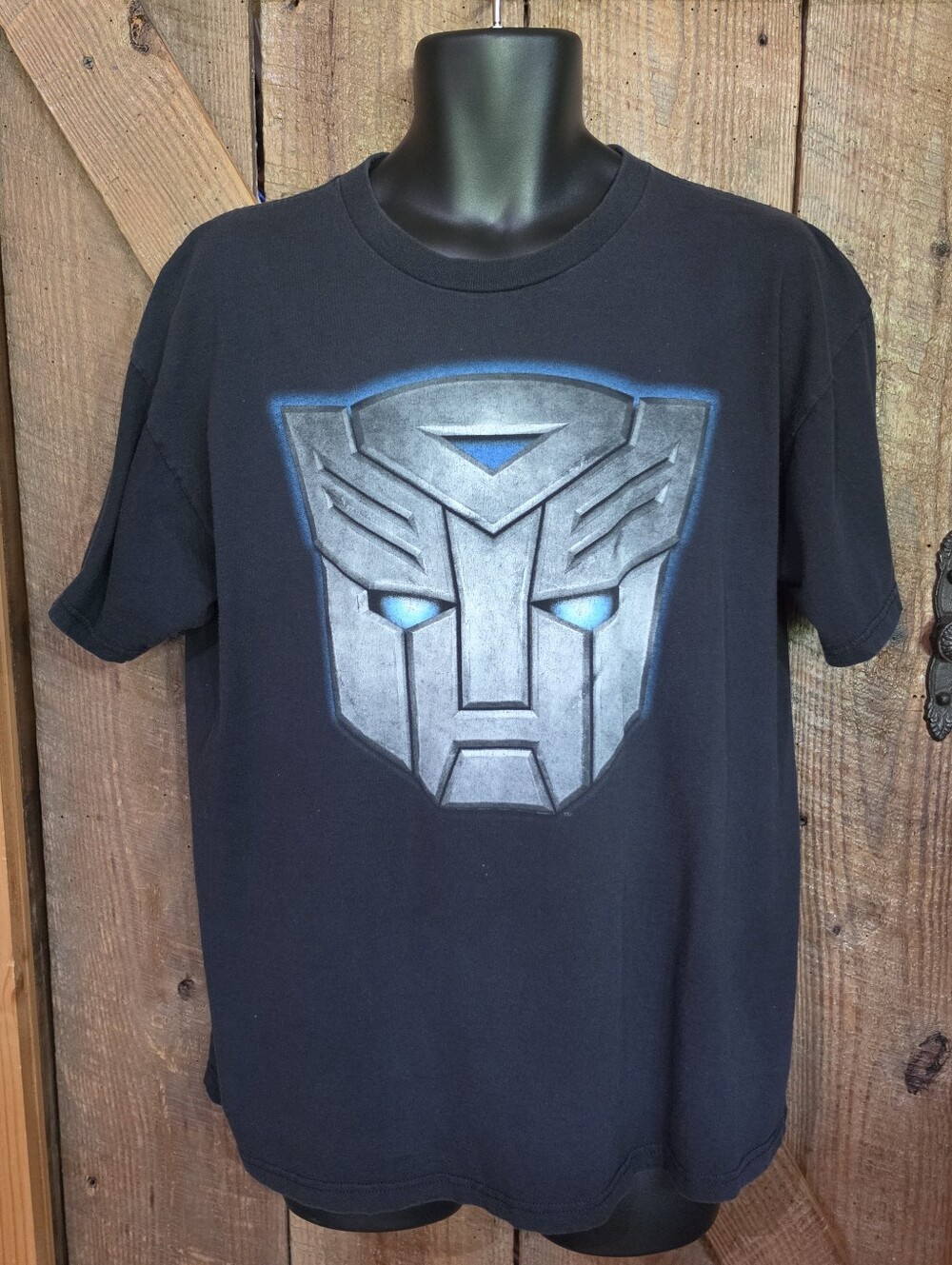 Vtg 2000s Transformers Movie Autobot Graphic T-Shirt Mens XL Black Hasbro Promo